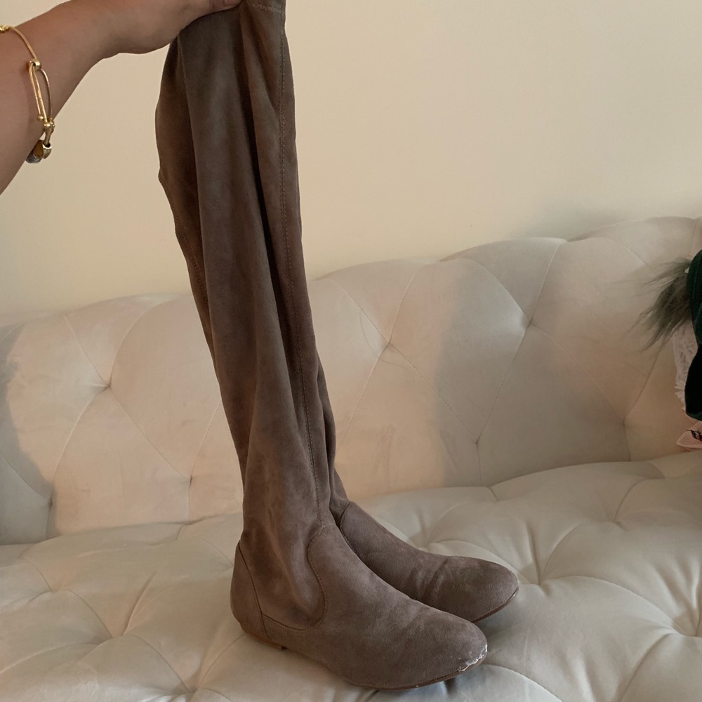 Taupe knee high boots